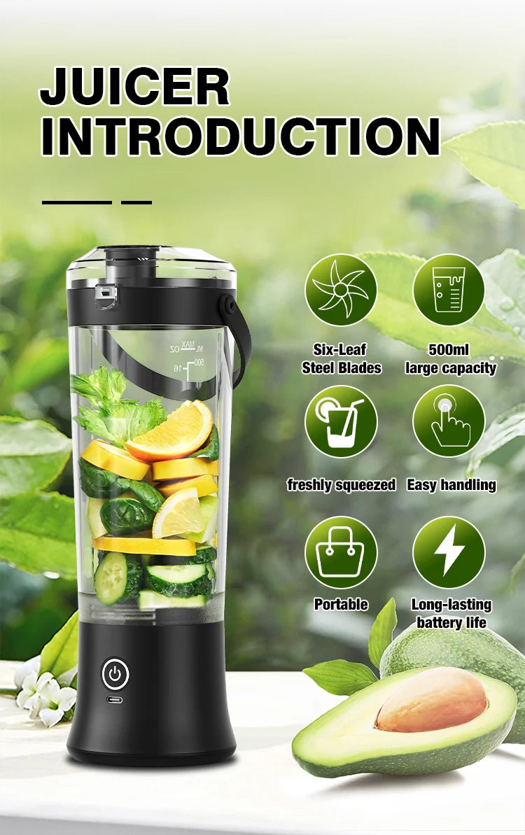 Portable USB Rechargeable Juicer Blender –380ml - Portable Juicer – Rechargeable Juicer for Smoothies & Shakes